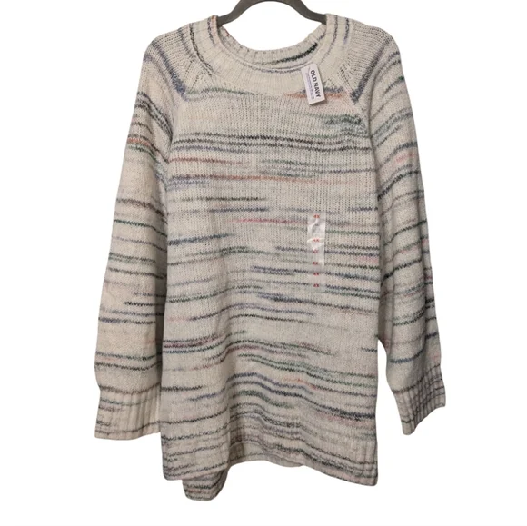 Old Navy 4X Sweater White With Pastel Stripes NWT - Picture 2 of 4
